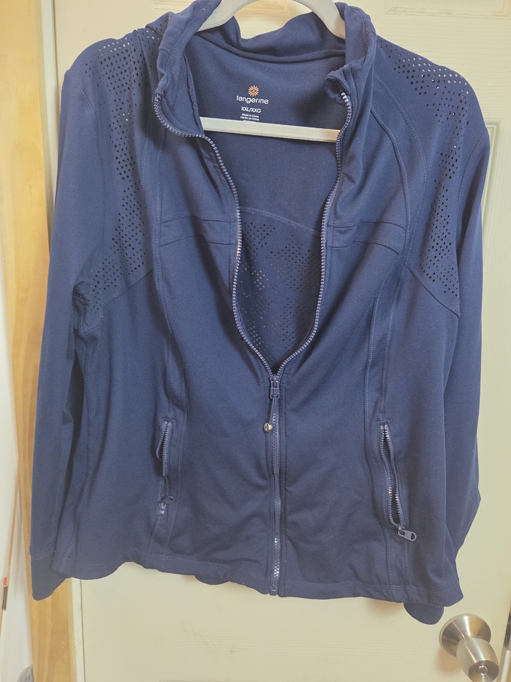 Tangerine Women's Navy Hooded Athletic Jacket